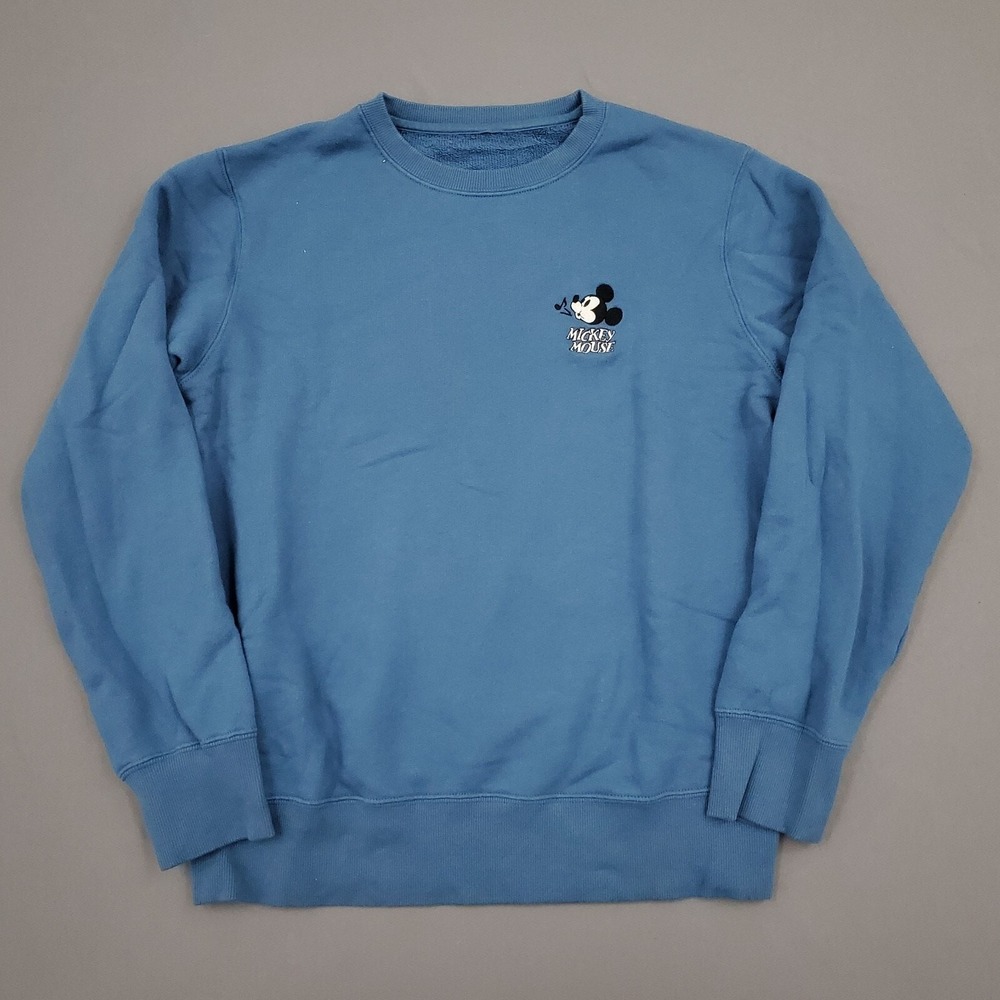 Mickey Mouse UNIQLO Sweater Youth 11-12 Long Sleeve Embroidered Mickey Blue *